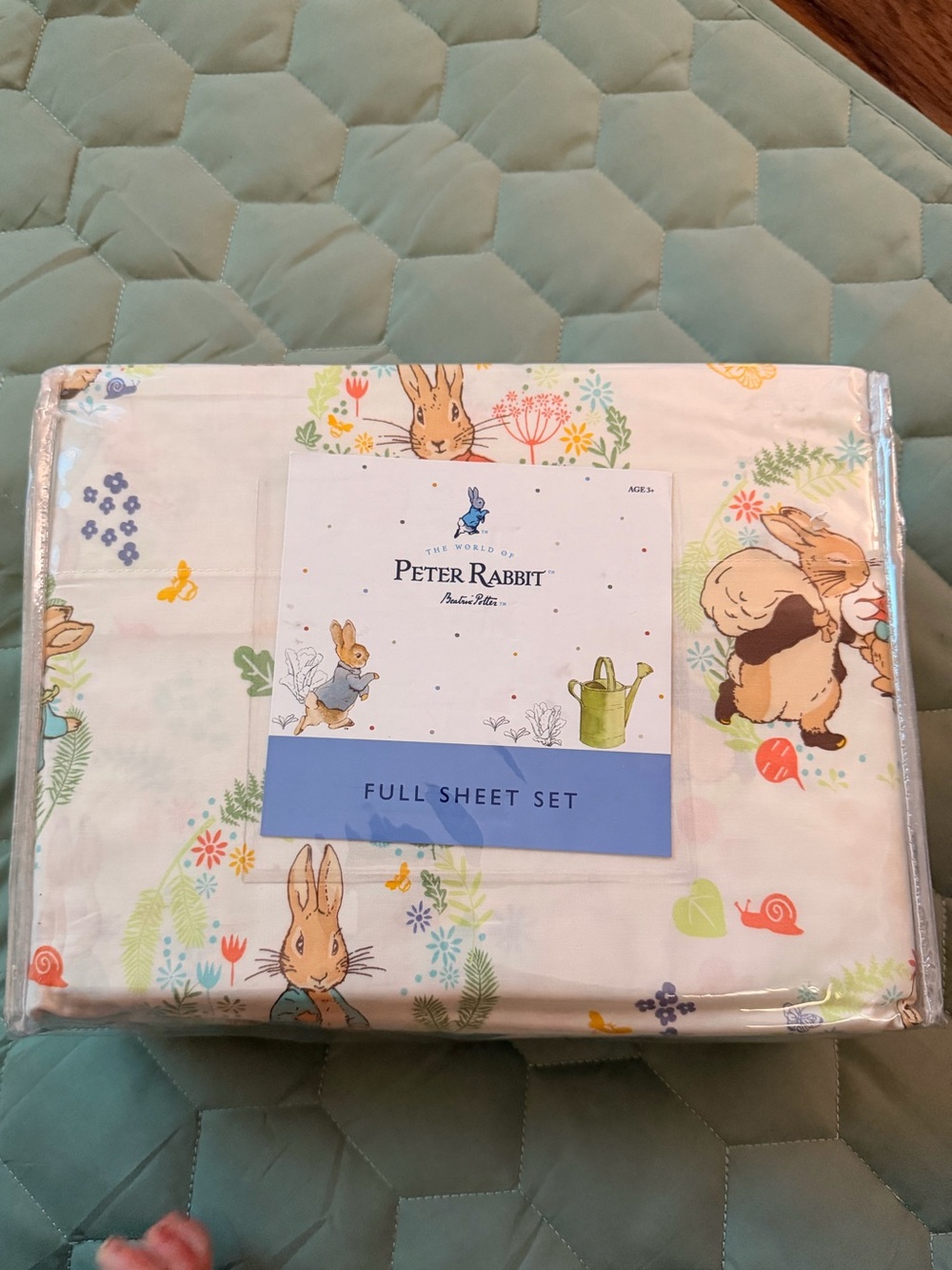 Peter Rabbit Full Sheet Set - White with Pastel Floral & Bunny Print